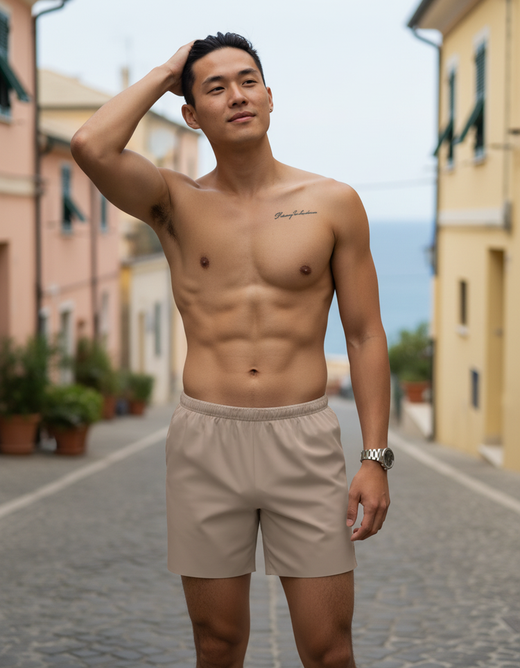 Warm Taupe Men's Swim Trunks Men's Swim Trunks — Dripper