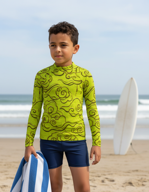 Lime Zephyr Kids Rash Guard Kids Rash Guard — Dripper