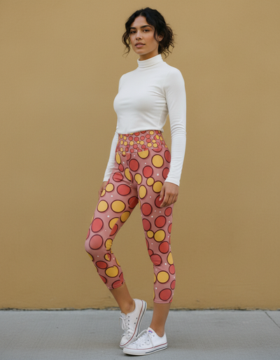 Dusty Rose Mosaic Capri Yoga Leggings capri yoga leggings