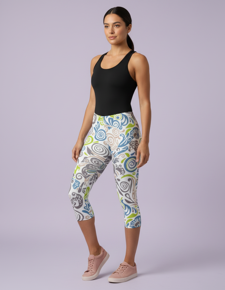 White Onyx Rimpa capri leggings