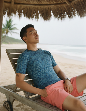 Men's Blue Aura Siam men's short-sleeve rashguards