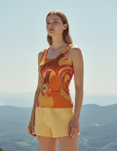 Women's Citrus Orange Vortex Tank Top tank top