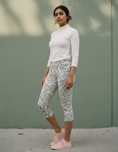 Blue Aura Mirage Capri Leggings capri leggings