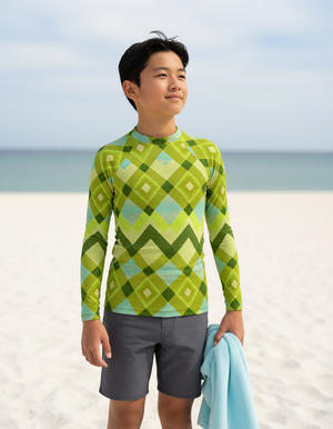 Youth Runway Chartreuse Horizon youth rashguards