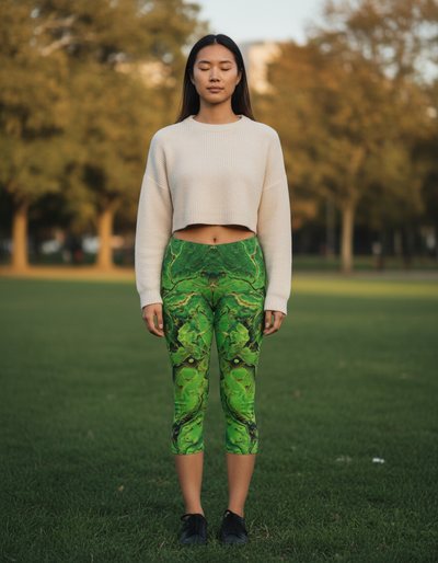 Runway Chartreuse Kaleidoscope Capri Leggings capri leggings
