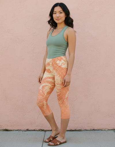 Coral Ember Capri Leggings capri leggings