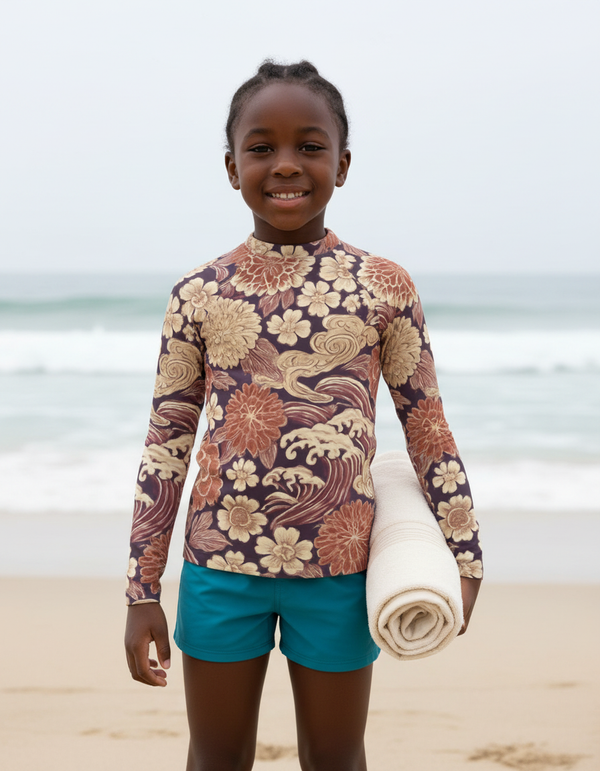 Kids Japanese Ukiyo-e Rash Guard
