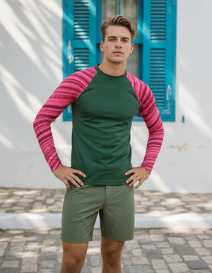 Men's Hot Pink Sway men's short-sleeve rashguards