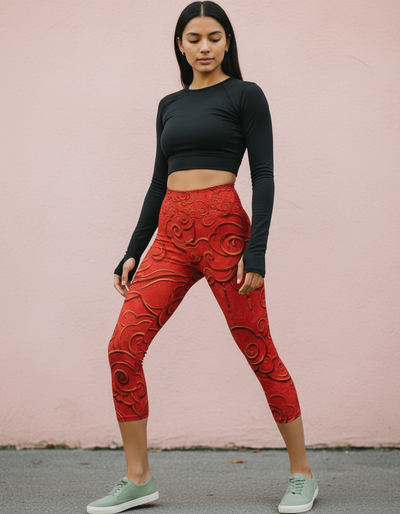 Fiery Red Zephyr Capri Yoga Leggings capri yoga leggings