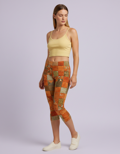 Citrus Orange Fragment Capri Leggings capri leggings