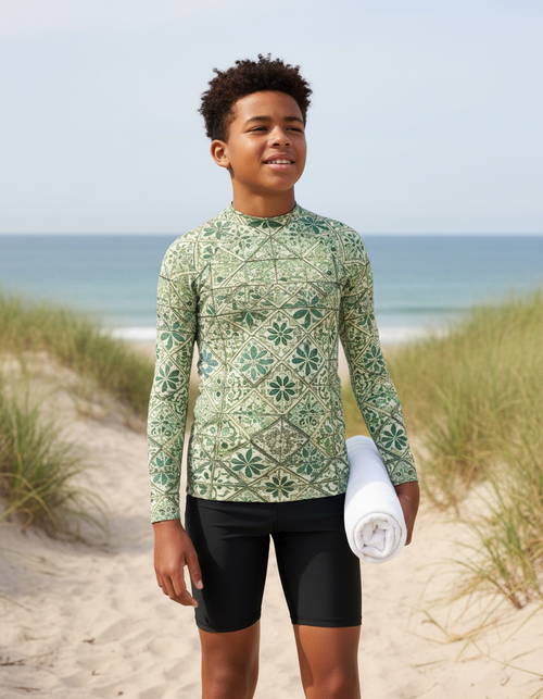 Sycamore Zellige Youth Rash Guard Youth Rash Guard — Dripper