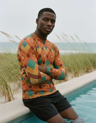 Men's Citrus Orange Horizon rash guard
