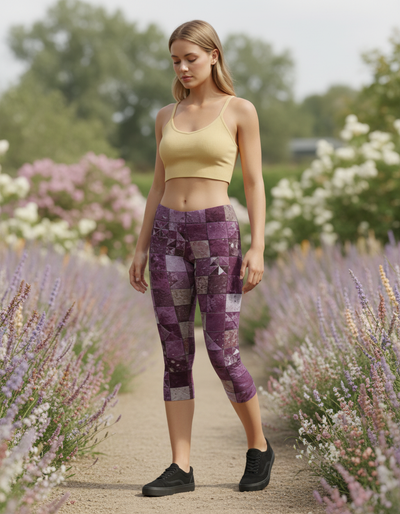 Burnished Lilac Fragment Capri Leggings capri leggings