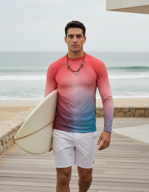 Men's Fiery Red Prism men's short-sleeve rashguards