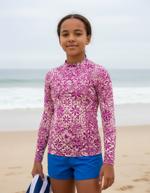 Youth Moroccan Tile Rash Guard