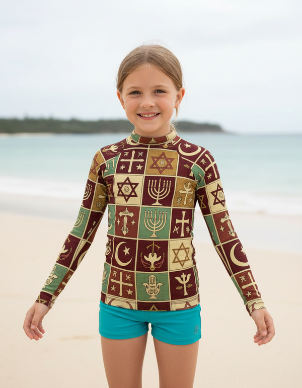 Kids Abrahamic Symbols Rash Guard