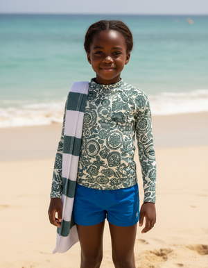 Turquoise Echo Kids Rash Guard Kids Rash Guard — Dripper