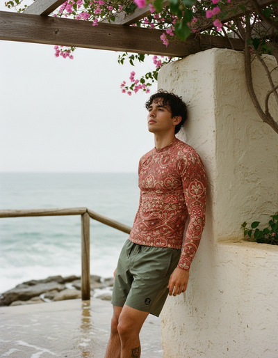 Men's Fiery Red Rangoli rash guard