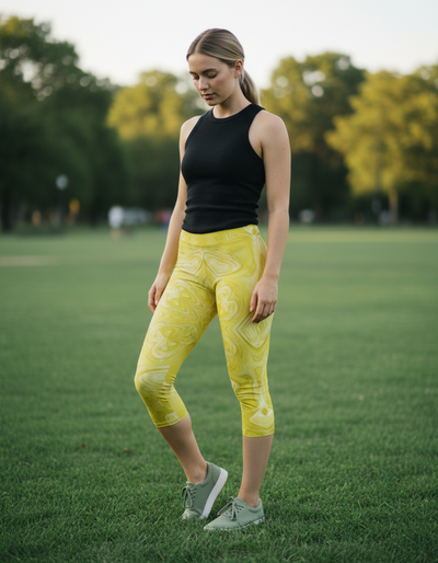 Lemon Yellow Palette Capri Leggings capri leggings