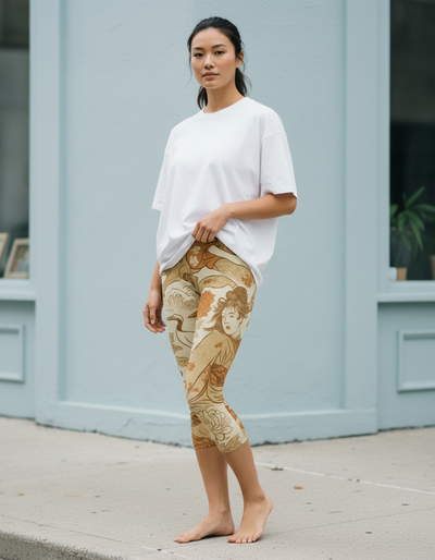 Amber Haze Kintsugi Capri Leggings capri leggings