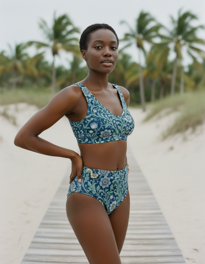 Blue Aura Acanthus high-waisted bikini