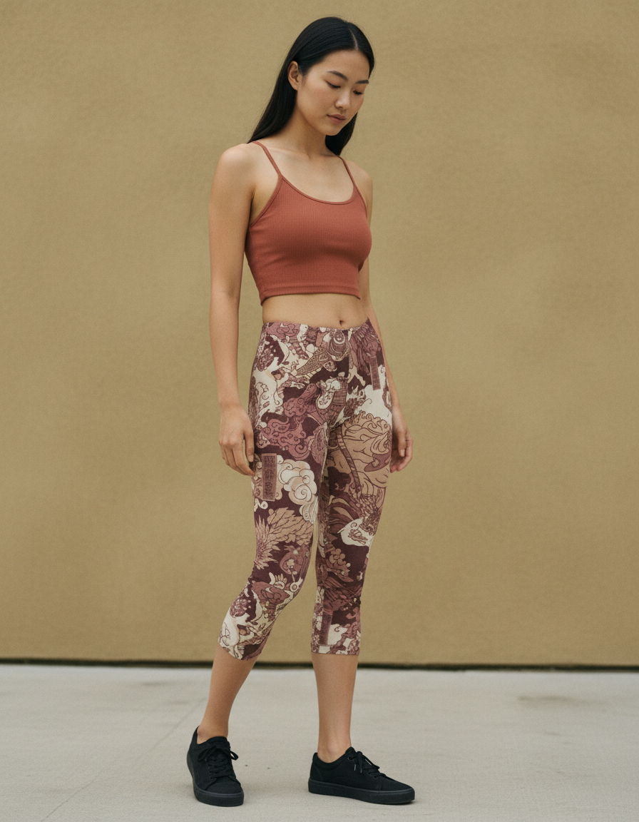 Tea Rose Ehon capri leggings