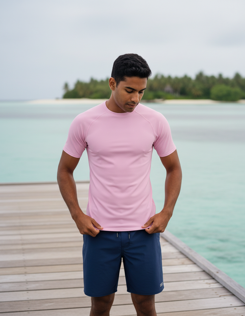 Powder Pink Rash Guard Men's Rashguard — Dripper