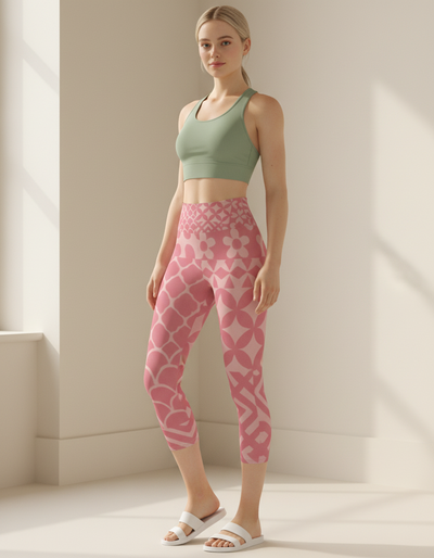 Millennial Pink Vivid Capri Yoga Leggings capri yoga leggings