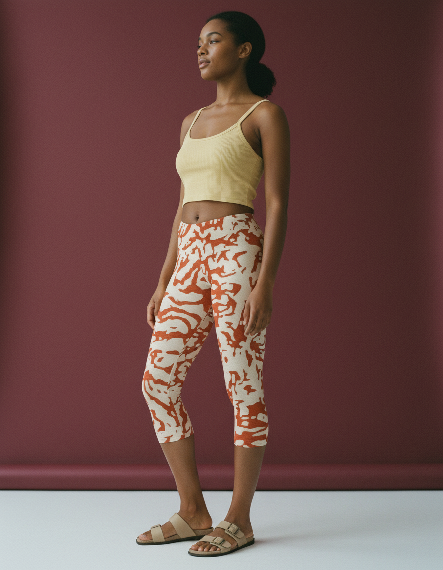 Citrus Orange Lattice capri leggings