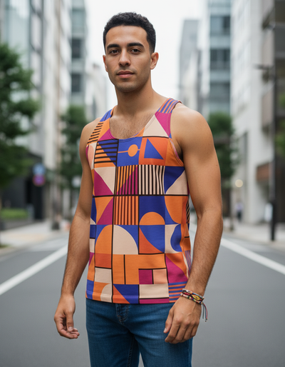 Men's Citrus Orange Futurist Tank Top tank top