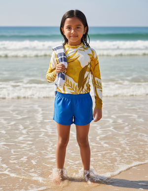 Lemon Yellow Tropique Kids Rash Guard bikini — Dripper