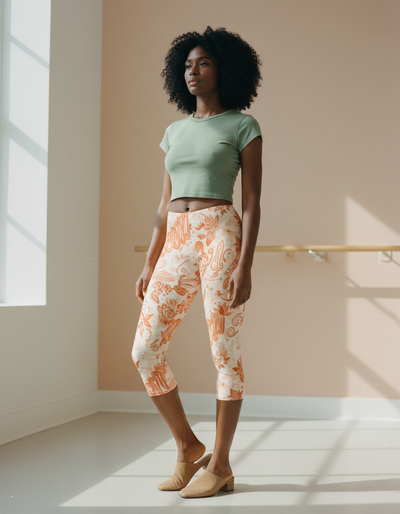 Citrus Orange Cita Capri Leggings capri leggings