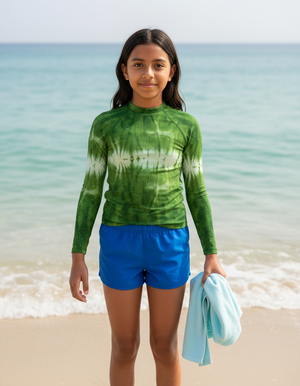 Runway Emerald Aqua Youth Rash Guard bikini — Dripper
