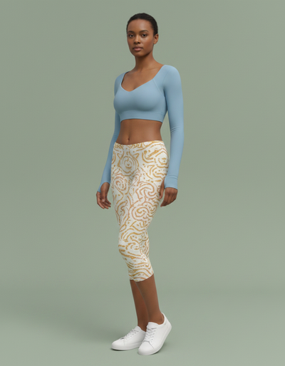 Lemon Yellow Mirage Capri Leggings capri leggings