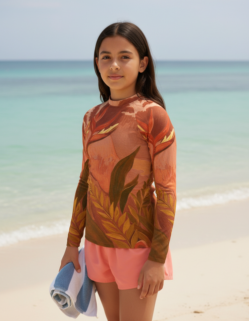Muskmelon Tropique Youth Rash Guard Youth Rash Guard — Dripper