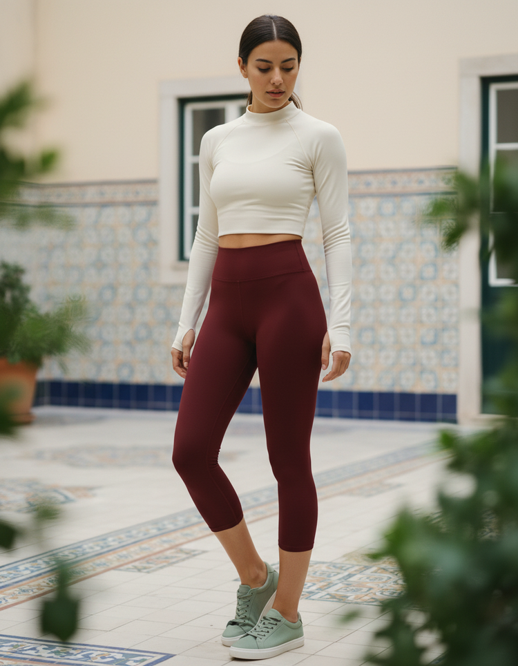 Oxblood Capri Yoga Leggings Capri Yoga Leggings — Dripper