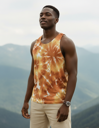Men's Citrus Orange Nebula Tank Top tank top