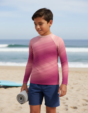 Dusty Rose Ripple Youth Rash Guard Youth Rash Guard — Dripper