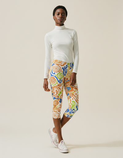 Runway Chartreuse Rimpa Capri Leggings capri leggings