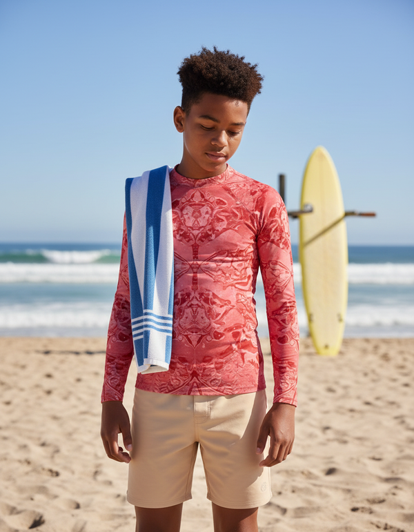 Youth Pink Graphic Patterns Rash Guard