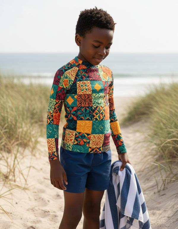 Kids Base Card Patterns Rash Guard