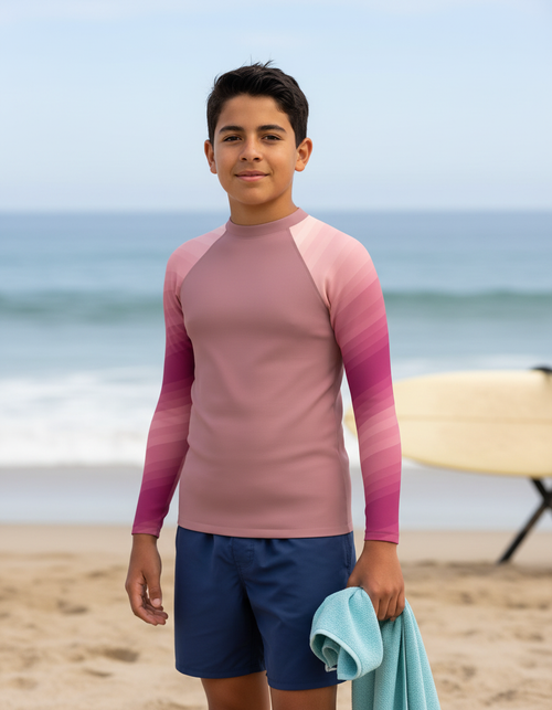 Dusty Rose Ripple Youth Rash Guard Youth Rash Guard — Dripper
