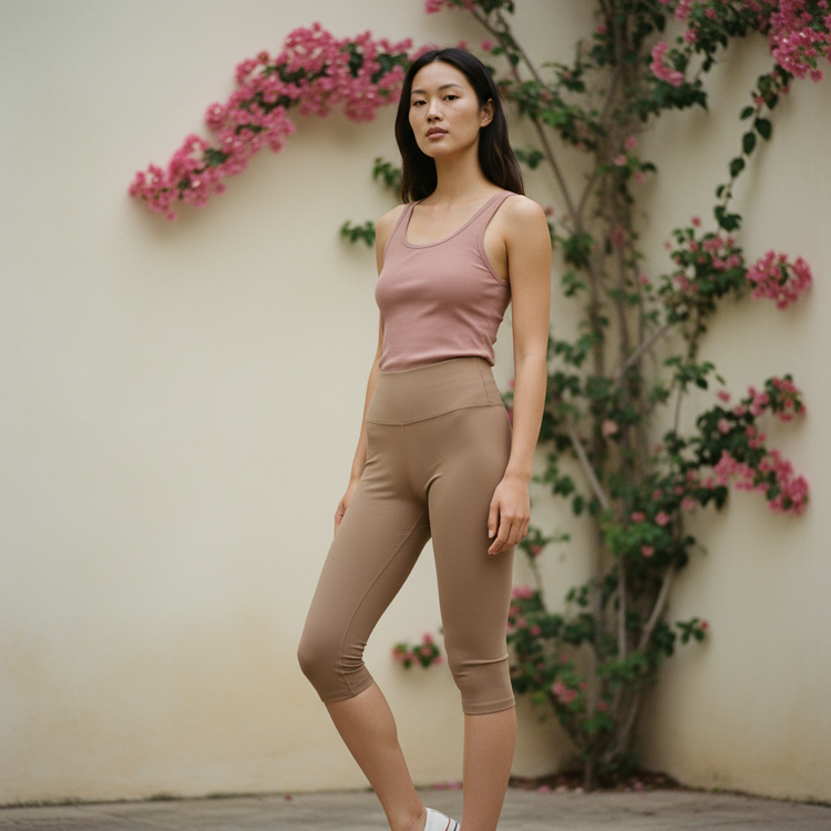 Warm Taupe Capri Yoga Leggings Capri Yoga Leggings — Dripper