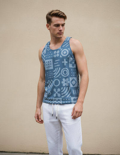 Men's Blue Aura Fleur Tank Top tank top