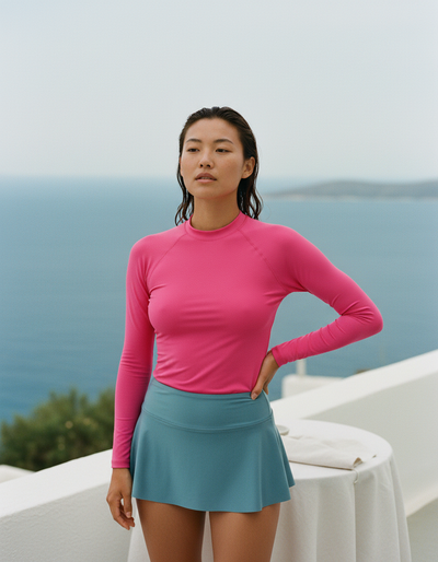 Women's Shocking Pink rash guard