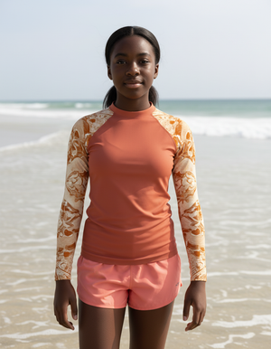 Burnt Sienna Burst Youth Rash Guard Youth Rash Guard — Dripper