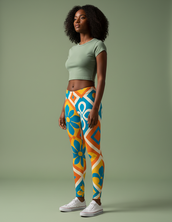 Women's Geometric Azulejo Leggings