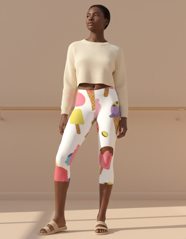 Women's Ice Cream Capri Leggings