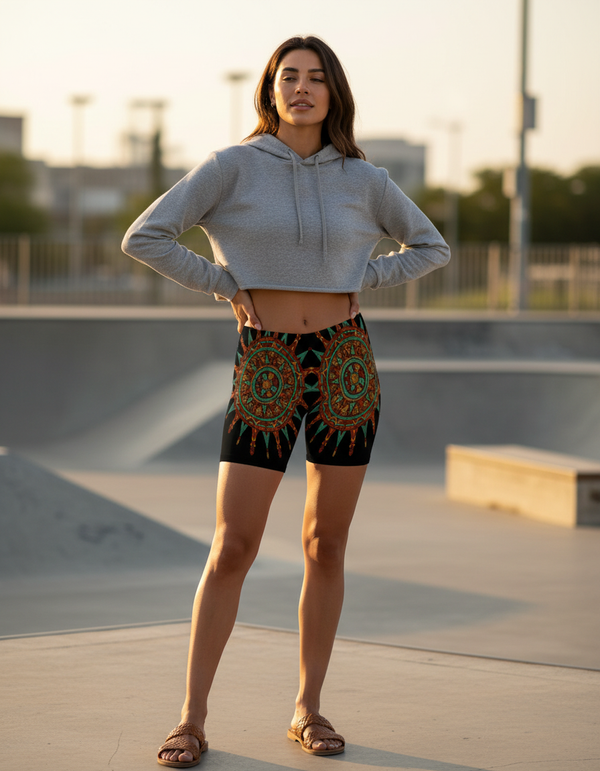 Women's Aztec Sun Pattern Short Shorts