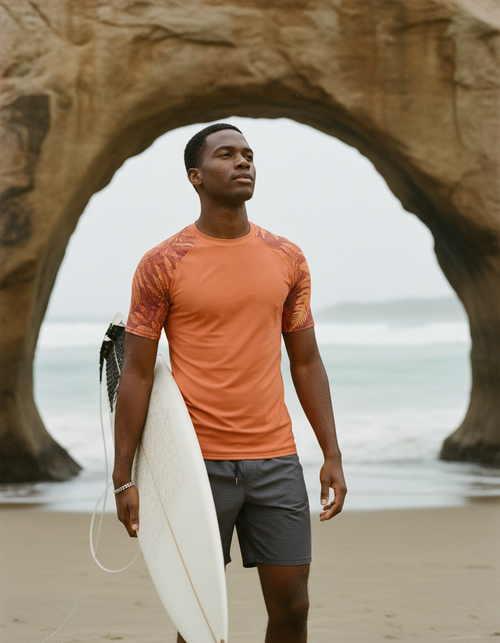 Citrus Orange Emerald Rash Guard Men's Rashguard — Dripper